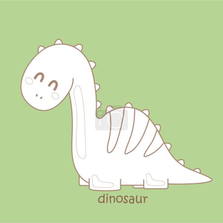 Alfabeto D para dinosaurio Vocabulario Escuela Lección Dibujos Animados Sello Digital Esquema