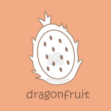 Alfabeto D para Dragonfruits Vocabulario Lección de Escuela Dibujos Animados Sellos Digitales Esquema