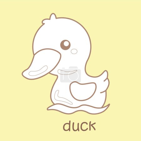 Alphabet D For Duck Vocabulary School Lesson Cartoon Digital Stamp Outline