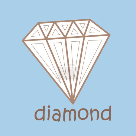 Alfabeto D para el vocabulario del diamante Lección de la escuela Dibujos animados Sello digital Esquema