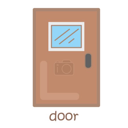 Alphabet D For Door Vocabulary School Lesson Cartoon Illustration Vector Clipart Sticker Decoration Background