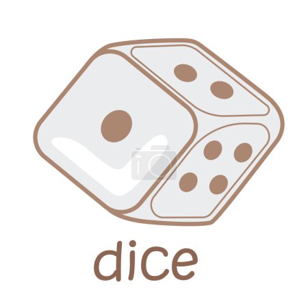 Alphabet D For Dice Vocabulary School Lesson Cartoon Illustration Vector Clipart Sticker Decoration Background