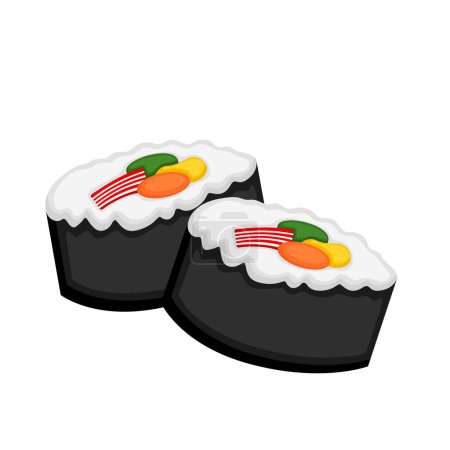 Sushi coreano comida japonesa ilustración de dibujos animados Vector Clipart etiqueta engomada fondo decoración