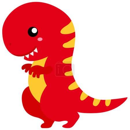Dinosaur rouge Dessin animé animal Illustration vectoriel Clipart autocollant Décoration Arrière-plan Art