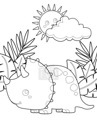 Niedliche und lustige alte Dinosaurier Wild Animal Cartoon Coloring Aktivität für Kinder und Erwachsene