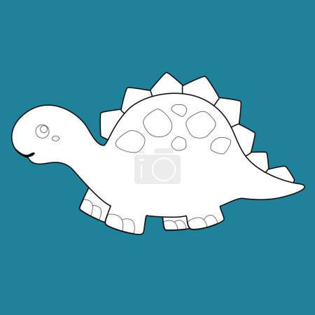 Niedliche und lustige Animal Dinosaurier Cartoon Digital Stamp Outline Schwarz-Weiß