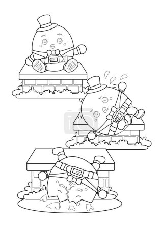 Nette klassische Bettgeschichten Humpty Dumpty Egg Cartoon Coloring Aktivität für Kinder und Erwachsene