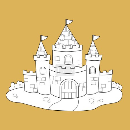 Cute Castle from Classic Bedtime Stories Humpty Dumpty Egg Cartoon Digital Stamp Outline Black and White