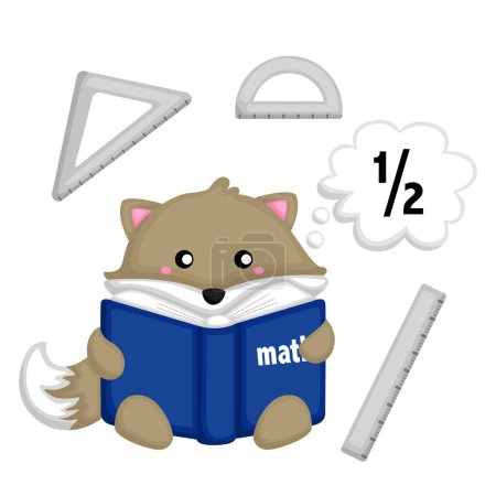 Cute Mathematics and Animal Cartoon Illustration Vector Clipart Sticker Decoration Background