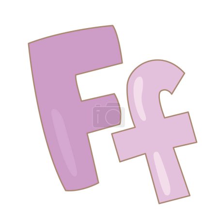Alphabet F für die Vokabelschule Lektion Cartoon Illustration Vektor Cliparts Sticker Dekoration Hintergrund