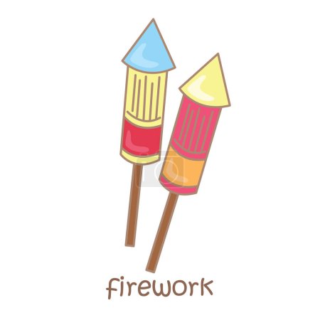Alphabet F For Firework Vocabulary School Lesson Cartoon Illustration Vector Clipart Sticker Decoration Background