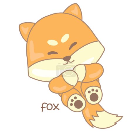 Alphabet F For Fox Vocabulary School Lesson Cartoon Illustration Vector Clipart Sticker Decoration Background
