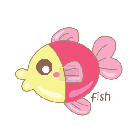 Alphabet F For Fish Vocabulary School Lesson Cartoon Illustration Vector Clipart Sticker Decoration Background