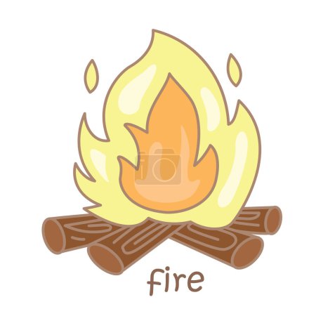 Alphabet F für Feuer Wortschatz Schule Lektion Cartoon Illustration Vektor Cliparts Sticker Dekoration Hintergrund