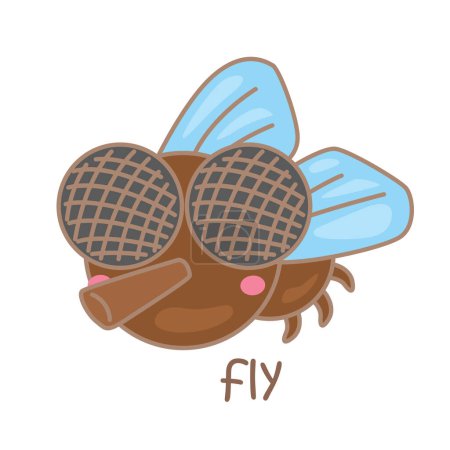 Alphabet F für Fliegen Vokabelschule Lektion Cartoon Illustration Vektor Cliparts Sticker Dekoration Hintergrund