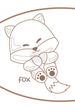 Alphabet F für Fox Vokabelschule Lektion Cartoon Coloring Aktivität für Kinder und Erwachsene