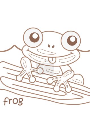 Alphabet F für Frosch Vokabelschule Lektion Cartoon Coloring Activity für Kinder und Erwachsene