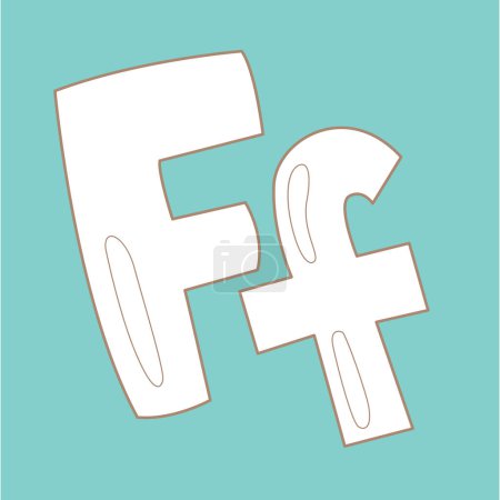 Alphabet F für die Vokabelschulstunde Cartoon Digital Stamp Outline