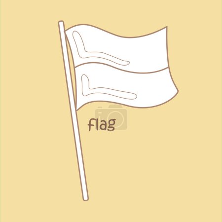 Alphabet F für Flag Vokabelschule Unterricht Cartoon Digital Stamp Outline