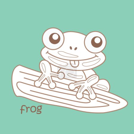 Alphabet F For Frog Vocabulary School Lesson Cartoon Digital Stamp Outline