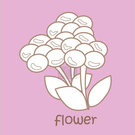Alphabet F für Blumen Vokabelschule Unterricht Cartoon Digital Stamp Outline