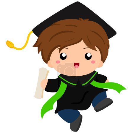 Mignon Graduation School Academy Université Enfants Dessin animé Illustration vectoriel Clipart autocollant Décoration Arrière-plan