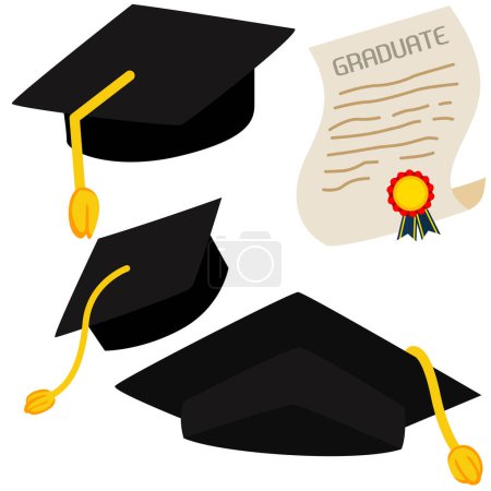 Graduation Hat School Academy University Accessories Cartoon Illustration Vector Clipart Sticker Decoration Background
