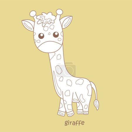Téléchargez les photos : Alphabet G Pour Girafe Vocabulaire Leçon de vocabulaire Caricature numérique Timbre aperçu - en image libre de droit