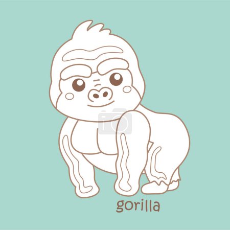 Alphabet G For Gorilla Vocabulary School Lesson Cartoon Digital Stamp Outline