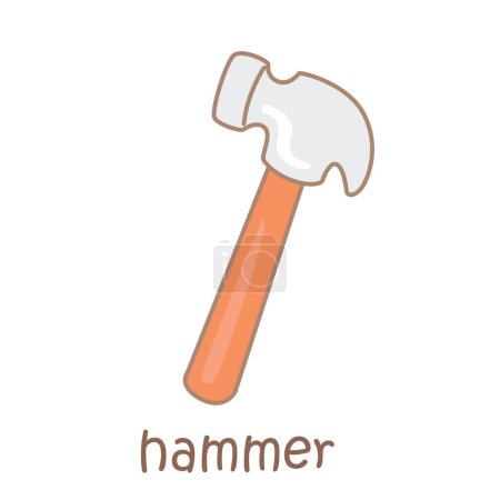Alfabeto H para Hammer Vocabulario Escuela Lección Ilustración de dibujos animados Vector Clipart Etiqueta engomada Decoración Fondo