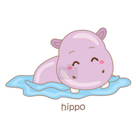 Alphabet H For Hippo Vocabulary School Lesson Cartoon Illustration Vector Clipart Sticker Decoration Background