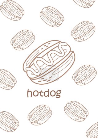 Alphabet H Pour Hotdog Vocabulaire Leçon d'école Activité de coloriage de bande dessinée pour enfants et adultes