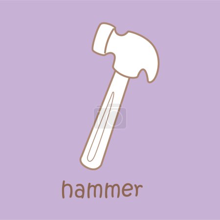 Alphabet H For Hammer Vocabulary School Lesson Cartoon Digital Stamp Outline