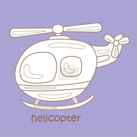 Alphabet H für Helikopter-Vokabelschule Lektion Cartoon Digital Stamp Outline