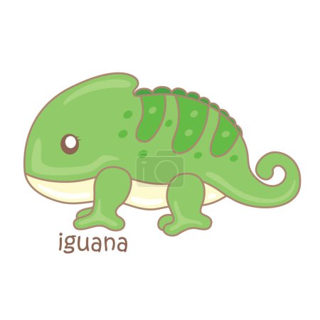 Alphabet I For Iguana Vocabulary School Lesson Cartoon Illustration Vector Clipart Sticker Decoration Background