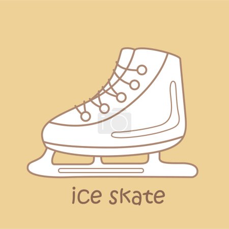 Alphabet I For Ice Skate Vocabulary School Lesson Cartoon Digital Stamp Outline
