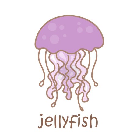 Alphabet J For Jellyfish Vocabulary School Lesson Cartoon Illustration Vector Clipart Sticker Decoration Background