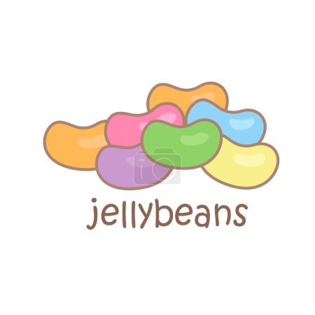 Alphabet J Pour Jellybeans Vocabulaire Leçon de vocabulaire Illustration de bande dessinée Décoration de clip vectoriel Décoration Arrière-plan