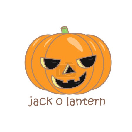 Alphabet J für Jack O Lantern Vokabelschule Lektion Cartoon Illustration Vektor Cliparts Sticker Dekoration Hintergrund