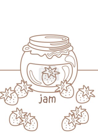 Alphabet J für Jam Vokabelschule Lektion Cartoon Coloring Aktivität für Kinder und Erwachsene