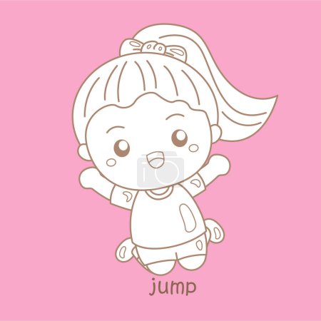 Alphabet J For Jump Vocabulary School Lesson Cartoon Digital Stamp Outline