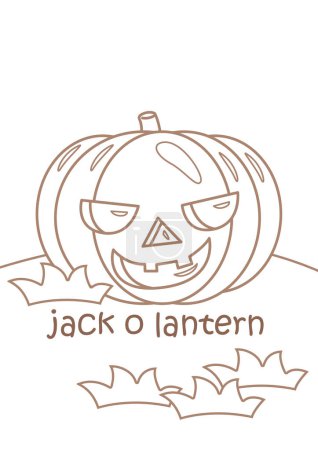 Alphabet J für Jack O Lantern Vokabelschule Lektion Cartoon Coloring Activity für Kinder und Erwachsene