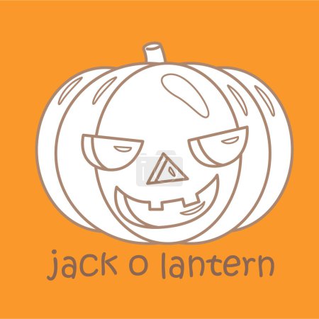 Alphabet J für Jack O Lantern Vokabelschule Lektion Cartoon Digital Stamp Outline