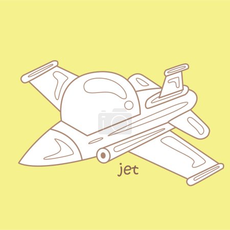 Alphabet J For Jet Vocabulary School Lesson Cartoon Digital Stamp Outline