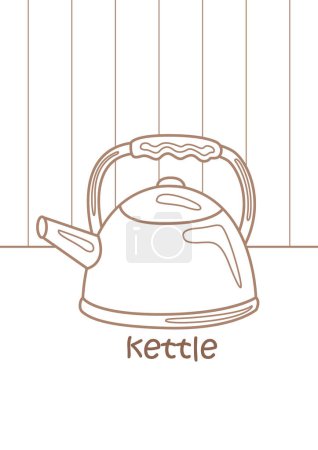 Alphabet K For Kettle Vocabulary School Lesson Cartoon Coloring Activity For Kids and Adult