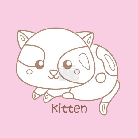Alphabet K For Kitten Vocabulary School Lesson Cartoon Digital Stamp Outline