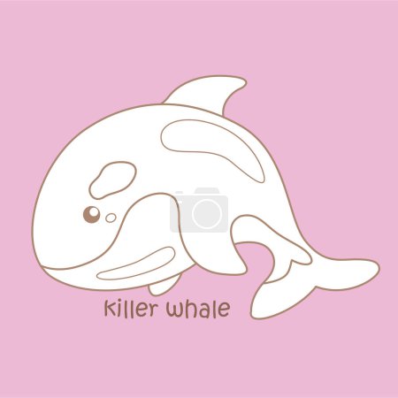 Alphabet K For Killer Whale Vocabulary School Lesson Cartoon Digital Stamp Outline