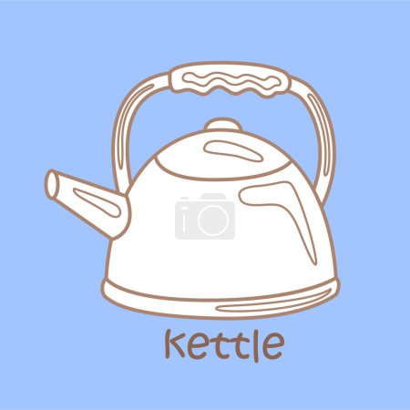 Alphabet K For Kettle Vocabulary School Lesson Cartoon Digital Stamp Outline