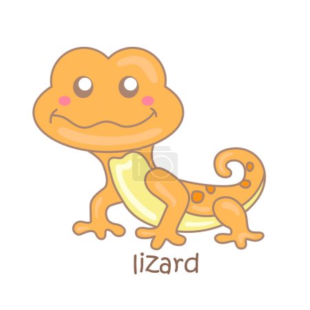 Alphabet L For Lizard Vocabulary School Lesson Cartoon Illustration Vector Clipart Sticker Decoration Background
