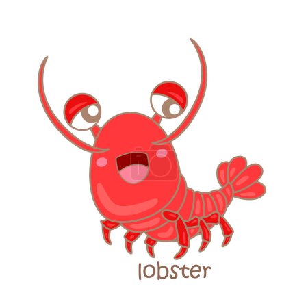Alphabet L For Lobster Vocabulary School Lesson Cartoon Illustration Vector Clipart Sticker Decoration Background